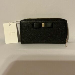 Ted Baker Glitter Black Wallet with Bow Accent